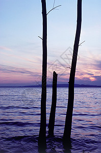 日落时的湖面背景图片