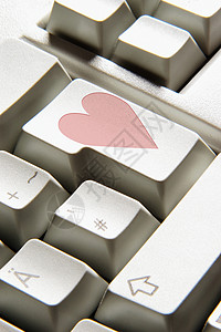 电脑按键上的心形背景图片