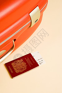 手提箱护照和机票图片