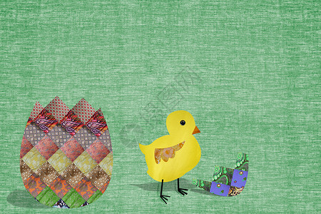复活节小鸡和鸡蛋背景图片