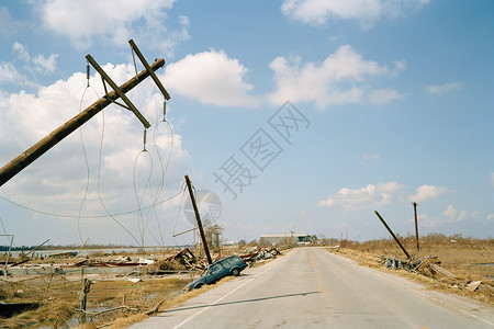 路易斯安那州卡梅伦卡特里娜飓风过后背景