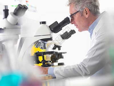 细胞检测科学家使用显微镜背景