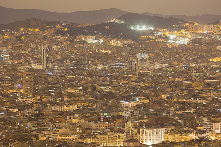 西班牙，加泰罗尼亚，巴塞罗那，夜景城图片