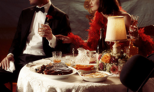 20世纪90年代正式的晚餐背景