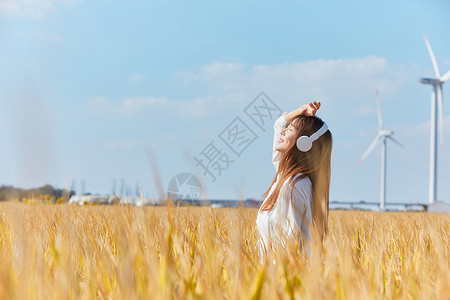 听音乐享受文艺清新女生听音乐背景