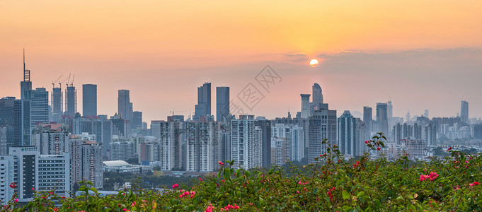 上升发展深圳福田城市风光背景