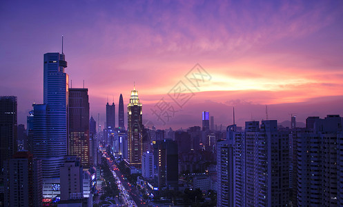 日落天际深圳夜色背景