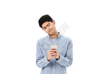 手机表情素材青年男性用手机背景