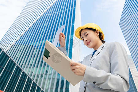 女性建筑工程师形象背景图片