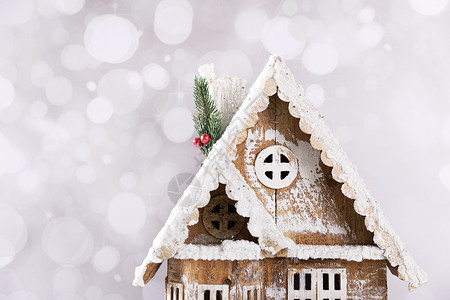圣诞装饰小木屋静物背景图片