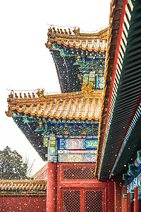 故宫宫墙北京故宫雪景背景