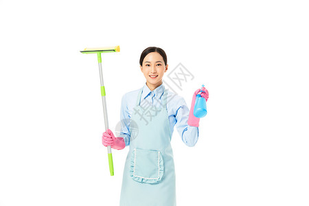 家政服务女性清洁玻璃背景图片