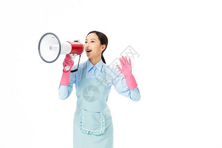 家政服务女性用喇叭大声喊图片
