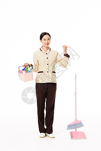 家政服务女性手提清洁工具背景图片