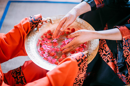 周礼陕西特色古代美女净手背景