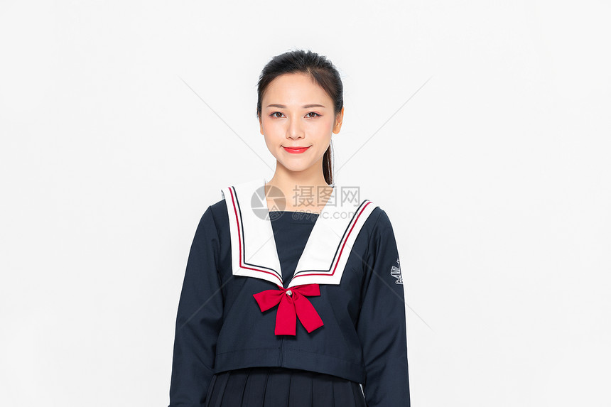  学院风大学生JK服美女形象图片