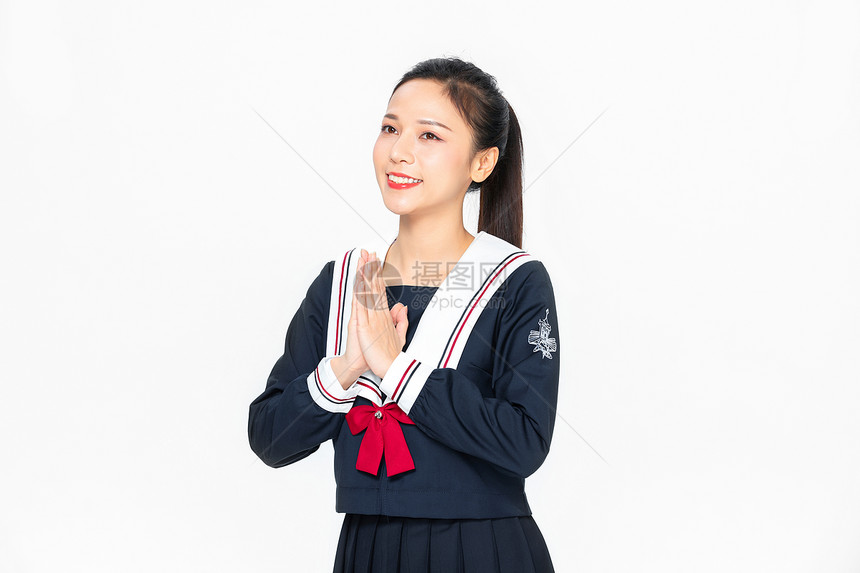  学院风大学生JK服美女形象图片