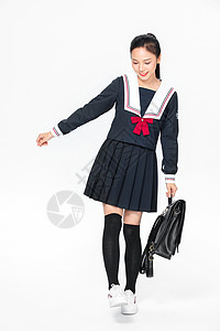 学院风学生JK服美女背书包背景图片