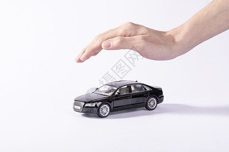 黑色小人素材汽车保险概念图背景