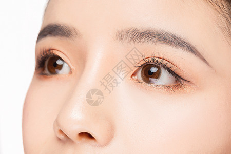 眼部红肿女性眼睛眉毛眼部双眼细节特写背景