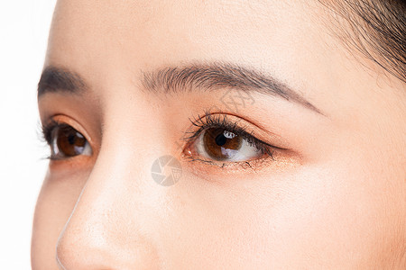 双眼皮广女性眼睛眉毛眼部细节特写背景