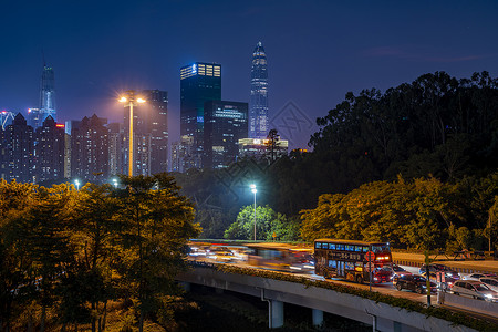 夜景深圳公交车背景图片