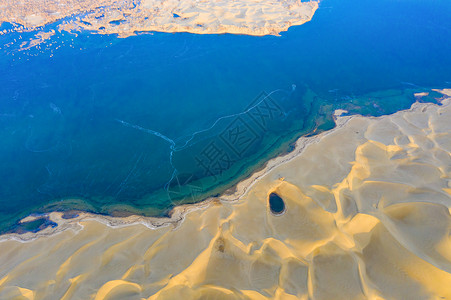 世界干旱日新疆塔克拉玛干沙漠湖泊背景