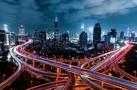 晚上的路上海延安路立交桥城市夜景背景