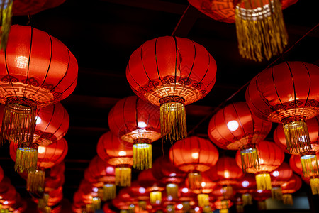 悬挂的灯笼北京红灯笼年味背景