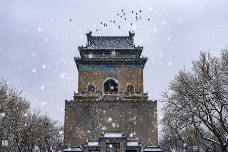 2020年北京鼓楼的雪图片