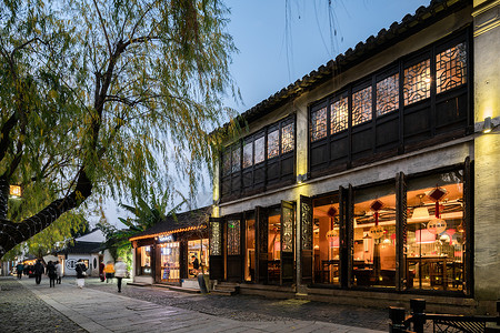 苏州平江历史街区夜景4A景点高清图片素材