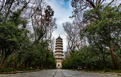 南京古都南京灵谷寺寺庙旅游景点背景