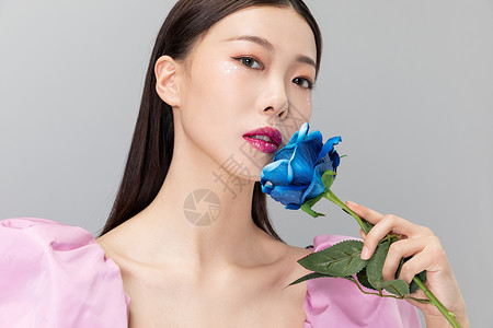 蓝玫瑰素材时尚情人节美女背景