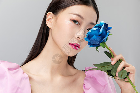 蓝玫瑰素材时尚情人节美女背景