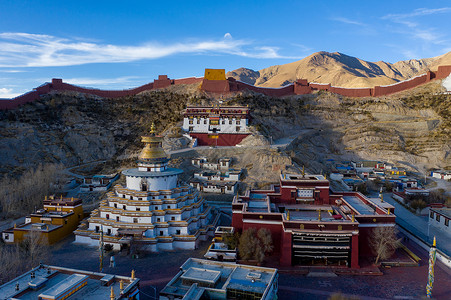 西藏自治区日喀则市白居寺航拍高清图片