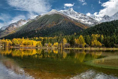 美丽古朴i四川省阿坝藏族羌族自治州毕棚沟背景