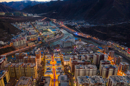 藏乡夜景西藏自治区昌都市背景