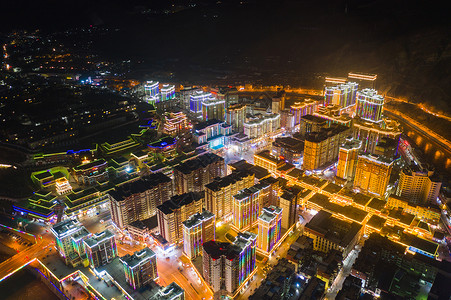 藏东明珠西藏自治区昌都市建筑夜景背景