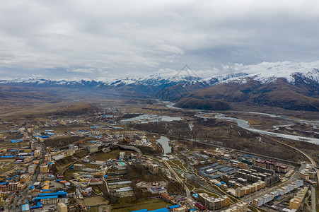 四川省甘孜藏族自治州甘孜市航拍背景图片