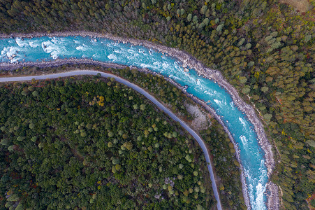 黑白线条河流西藏自治区林芝市公路河流航拍背景