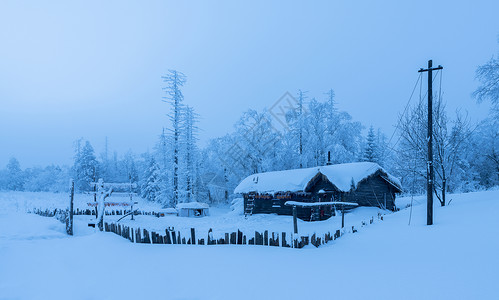 吉林长白山国家森林公园冰天雪地雾凇风光背景