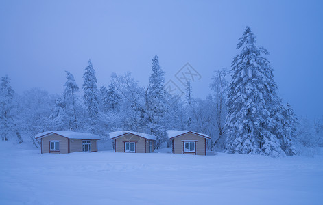 小房子对话框吉林长白山冰雪雾凇风光小房子背景