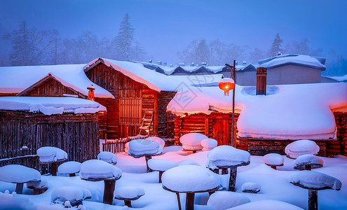冬天的农村黑龙江牡丹江雪村雪乡风景背景