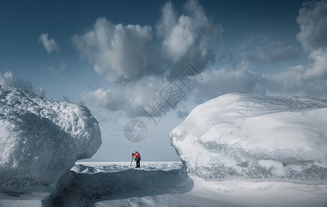 大连大黑石海岸东北冰雪世界风光背景