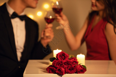 恋人浪漫情侣烛光晚餐约会背景