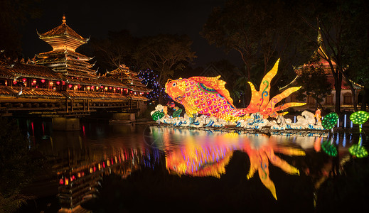 春节锦鲤深圳锦绣中华自贡灯会背景