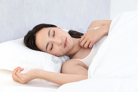 青年居家女性睡觉睡眠背景图片