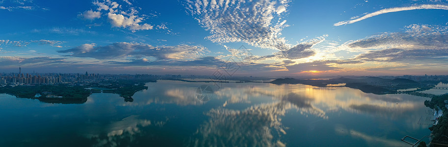 五一旅游h5长图武汉东湖日出全景长片背景