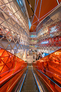 武汉绿地缤纷城城网红购物中心电梯背景图片