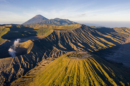 火山口公园印尼布罗莫火山航拍特写背景